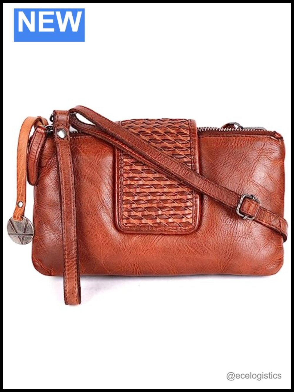 Genuine Leather Crossbody Sling Bag for Women Woven Purse